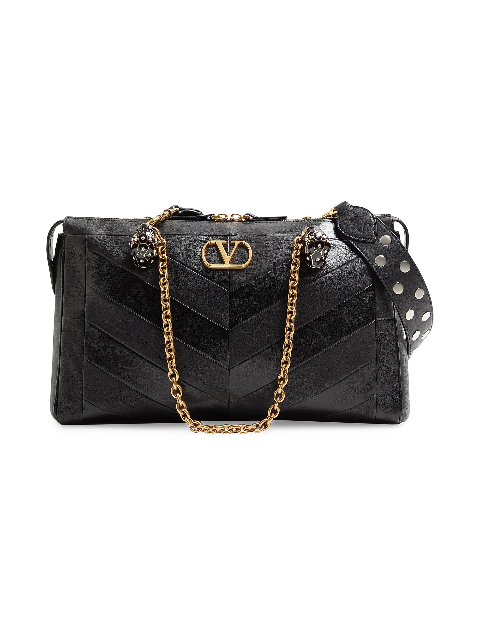 Valentino Garavani Panthea Shoulder Bag in Nappa Leather with Chevron Pattern
