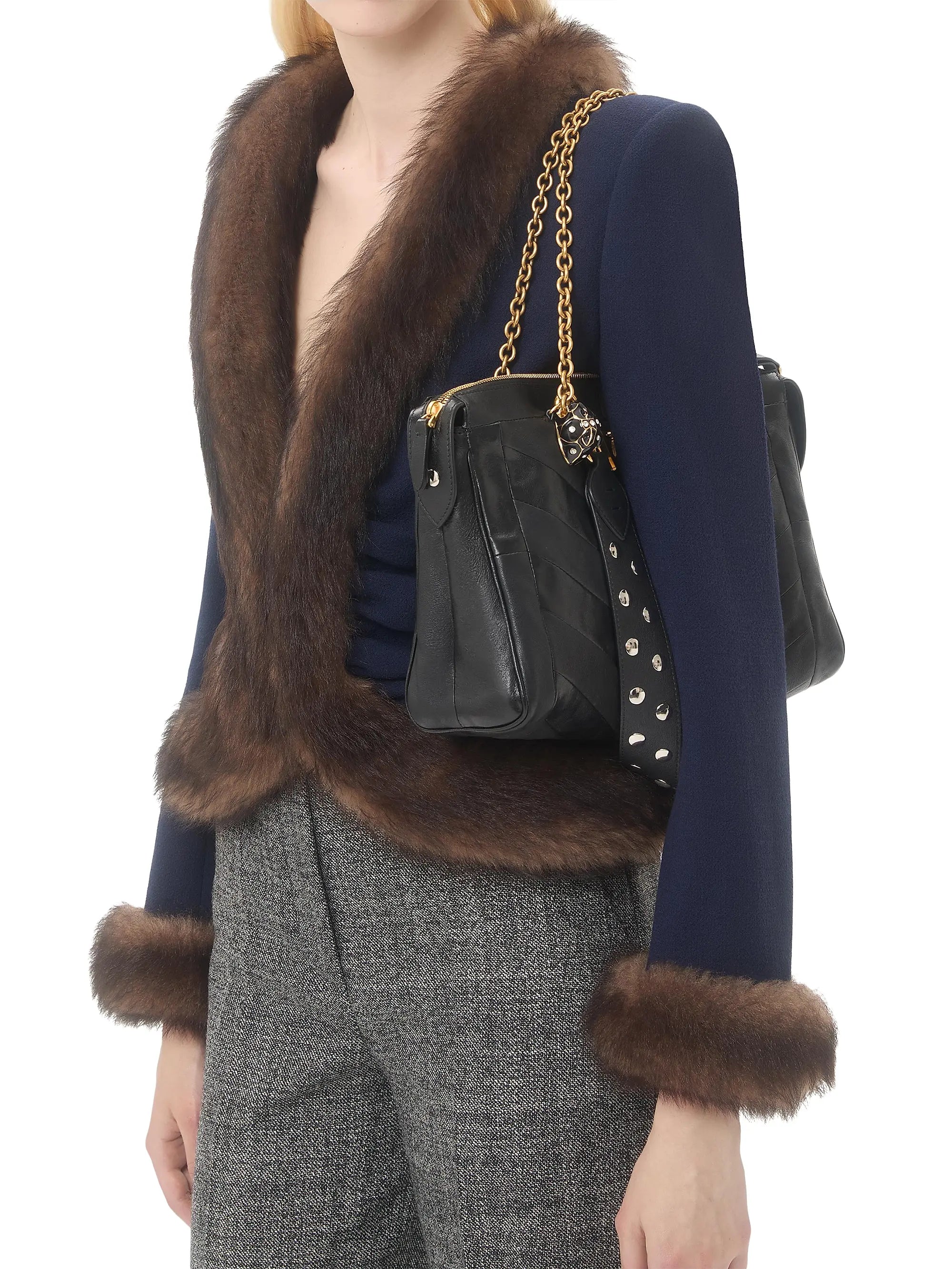 Valentino Garavani Panthea Shoulder Bag in Nappa Leather with Chevron Pattern