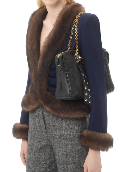 Valentino Garavani Panthea Shoulder Bag in Nappa Leather with Chevron Pattern