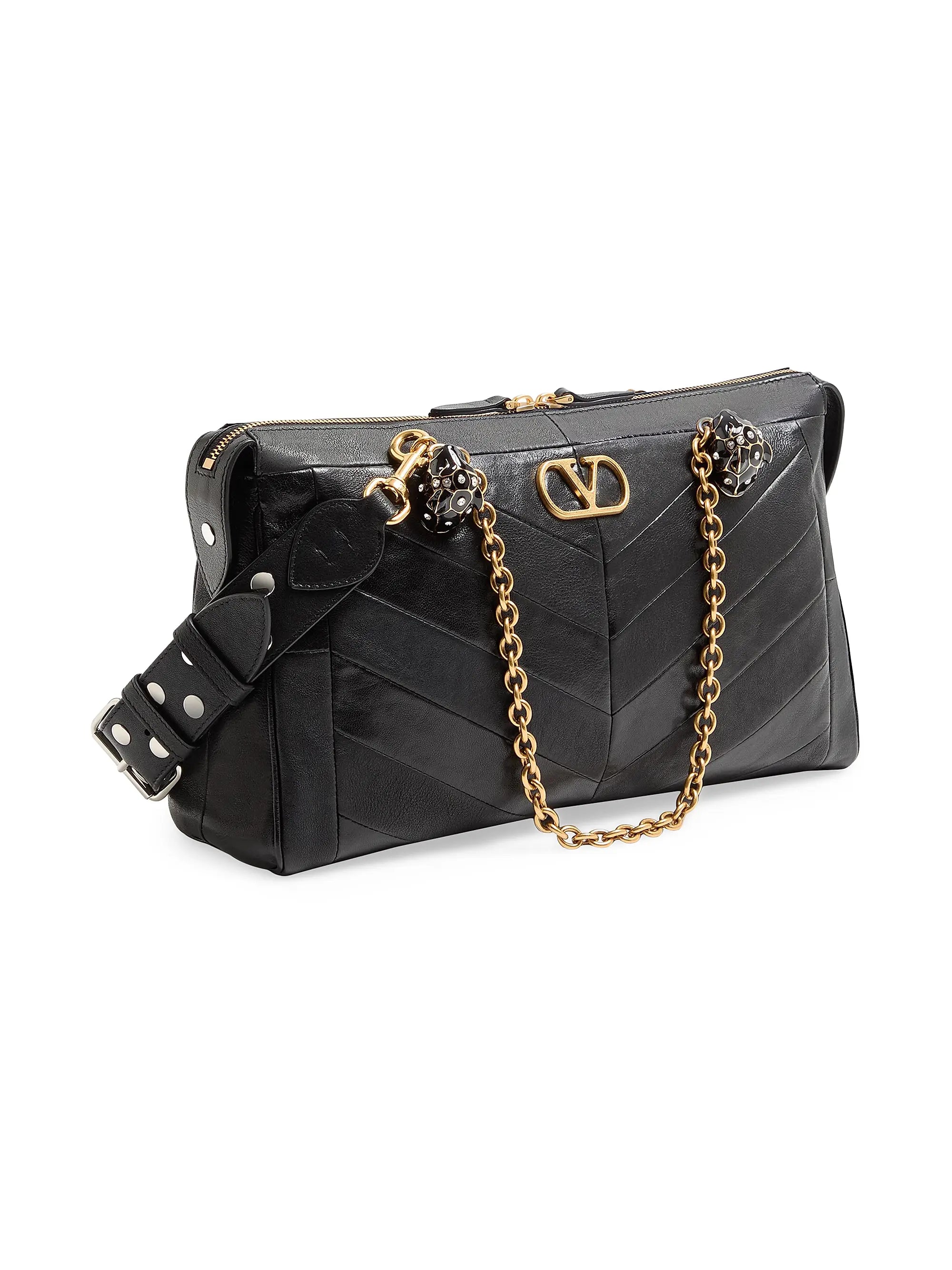 Valentino Garavani Panthea Shoulder Bag in Nappa Leather with Chevron Pattern