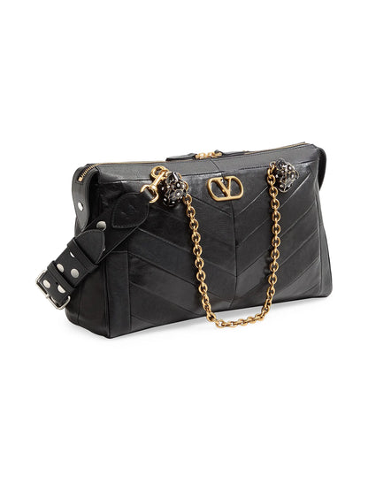 Valentino Garavani Panthea Shoulder Bag in Nappa Leather with Chevron Pattern