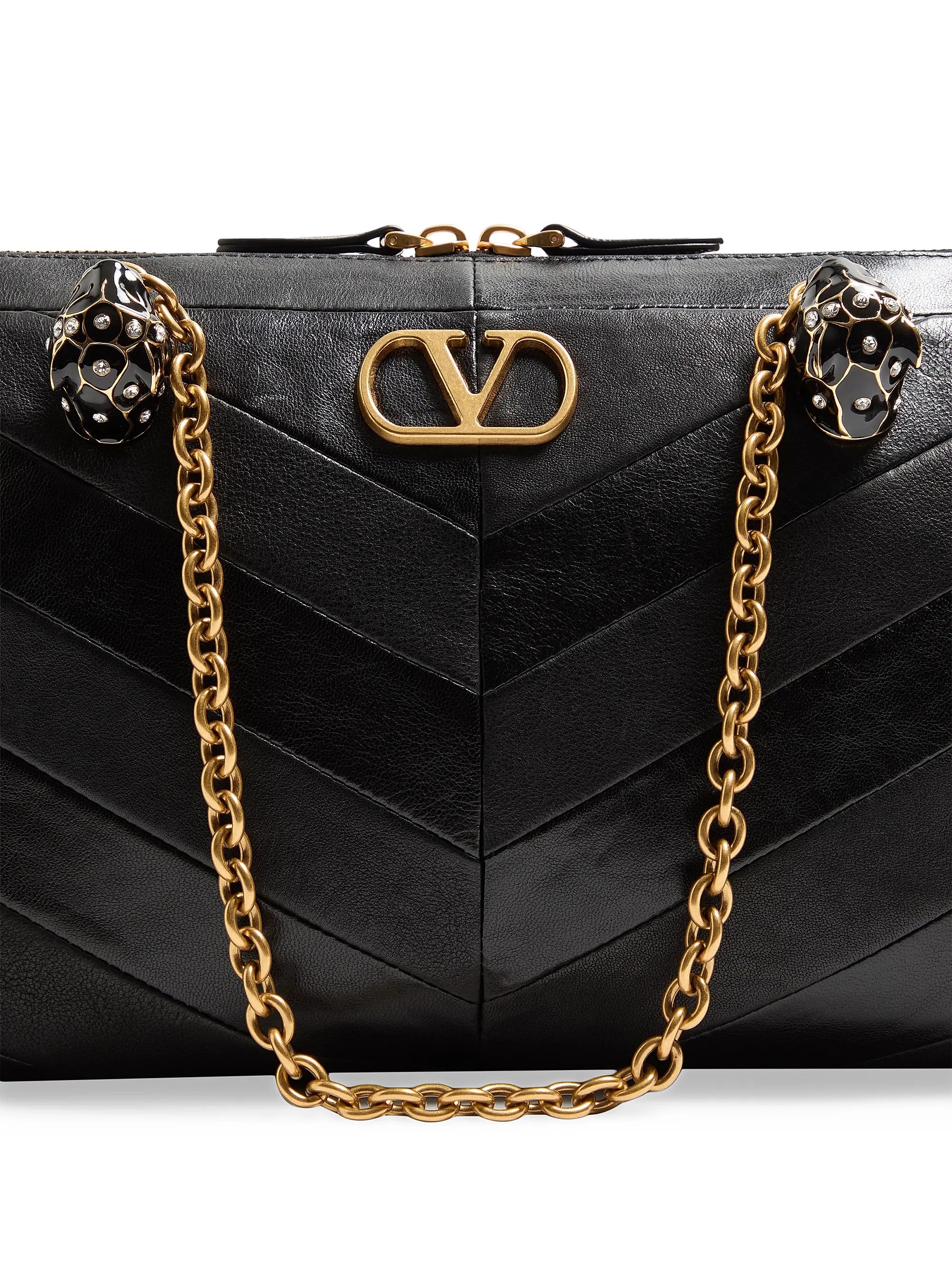 Valentino Garavani Panthea Shoulder Bag in Nappa Leather with Chevron Pattern