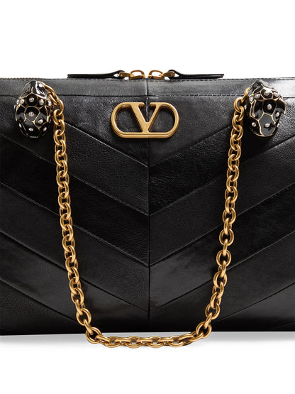 Valentino Garavani Panthea Shoulder Bag in Nappa Leather with Chevron Pattern