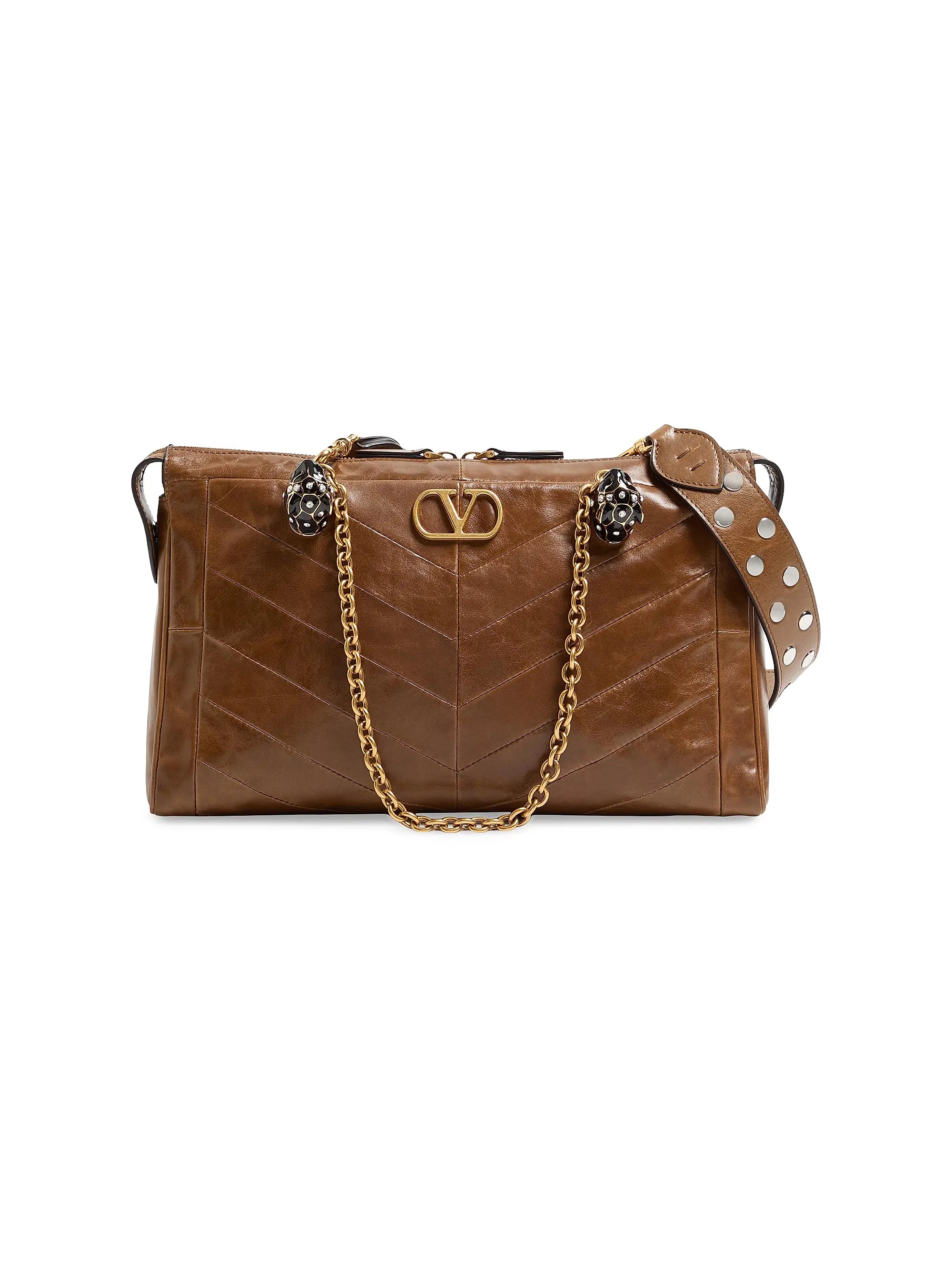 Valentino Garavani Panthea Shoulder Bag in Nappa Leather with Chevron Pattern