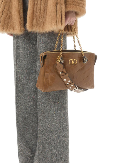 Valentino Garavani Panthea Shoulder Bag in Nappa Leather with Chevron Pattern