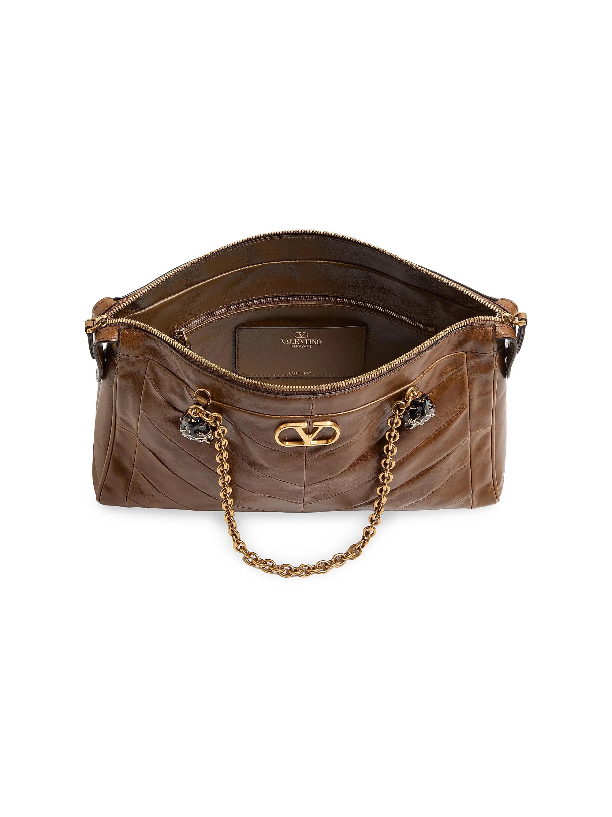 Valentino Garavani Panthea Shoulder Bag in Nappa Leather with Chevron Pattern