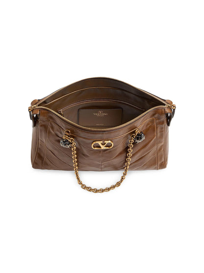 Valentino Garavani Panthea Shoulder Bag in Nappa Leather with Chevron Pattern
