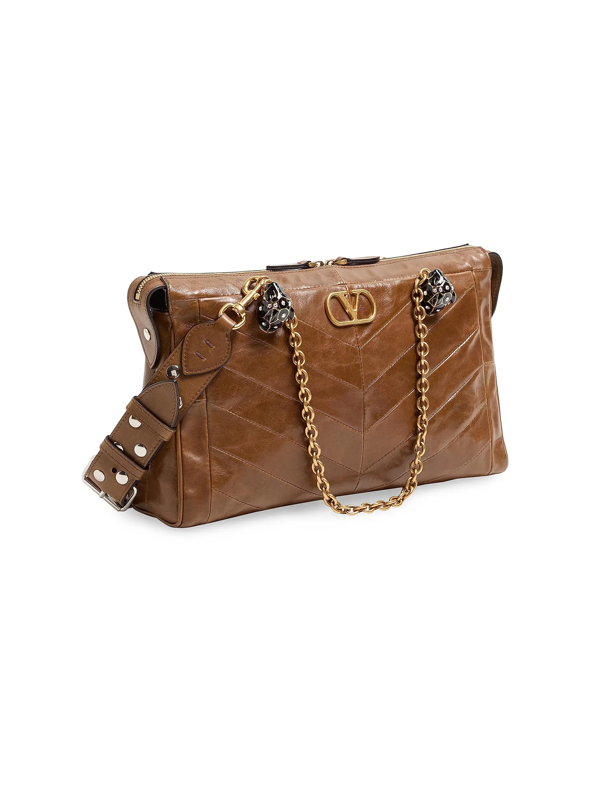 Valentino Garavani Panthea Shoulder Bag in Nappa Leather with Chevron Pattern