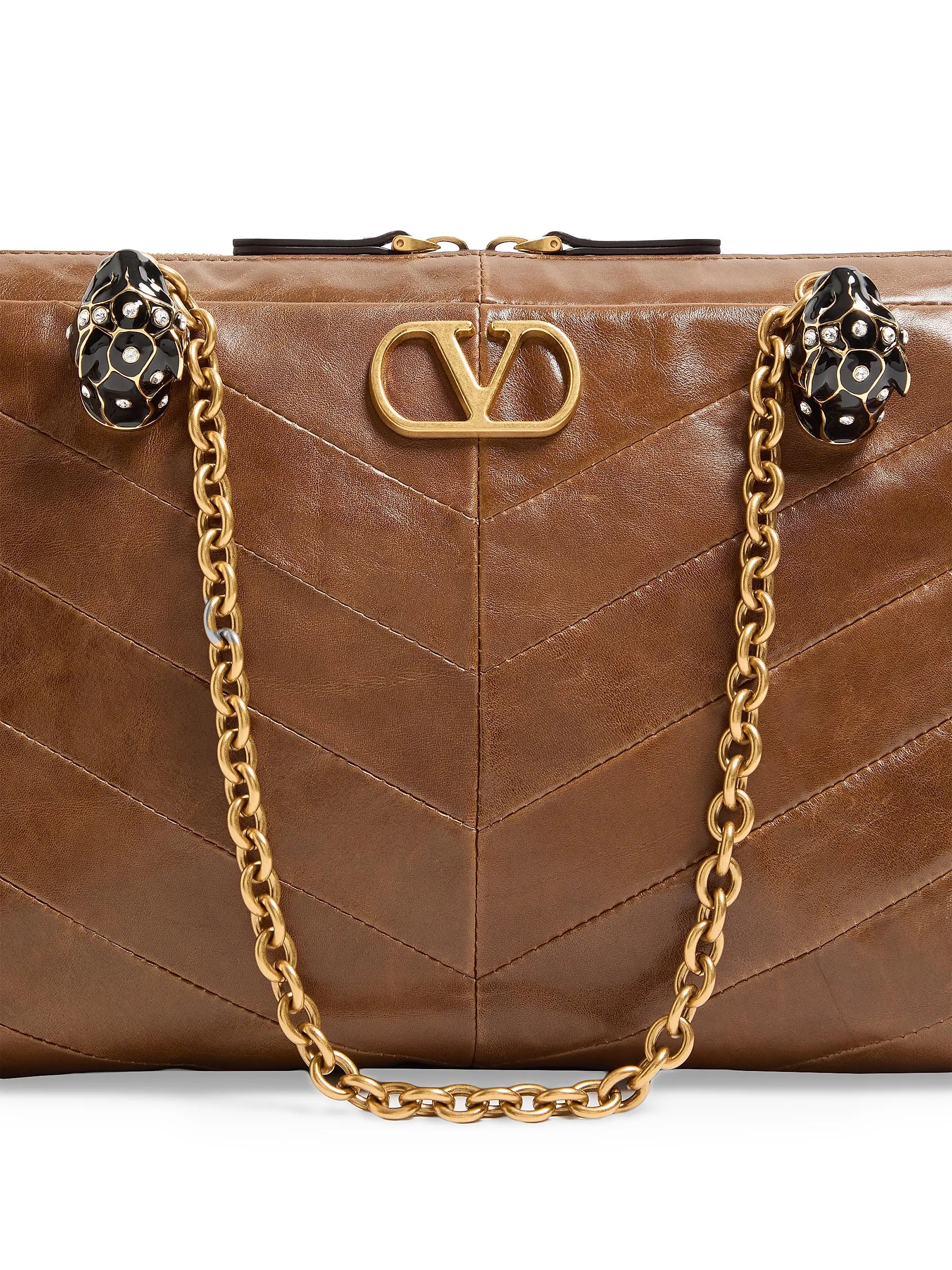 Valentino Garavani Panthea Shoulder Bag in Nappa Leather with Chevron Pattern