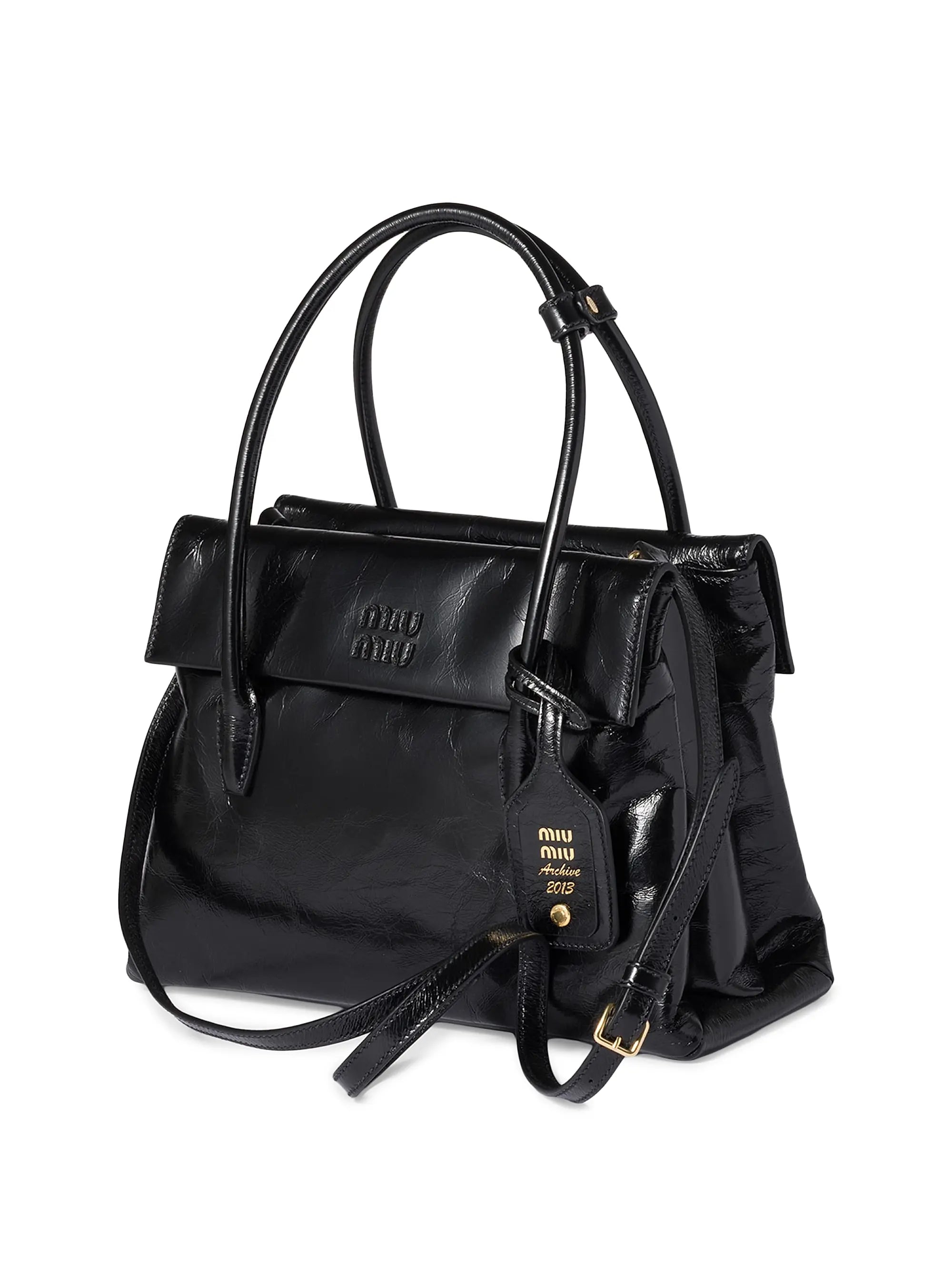 Miu Miu Shiny Leather Top Handle Bag