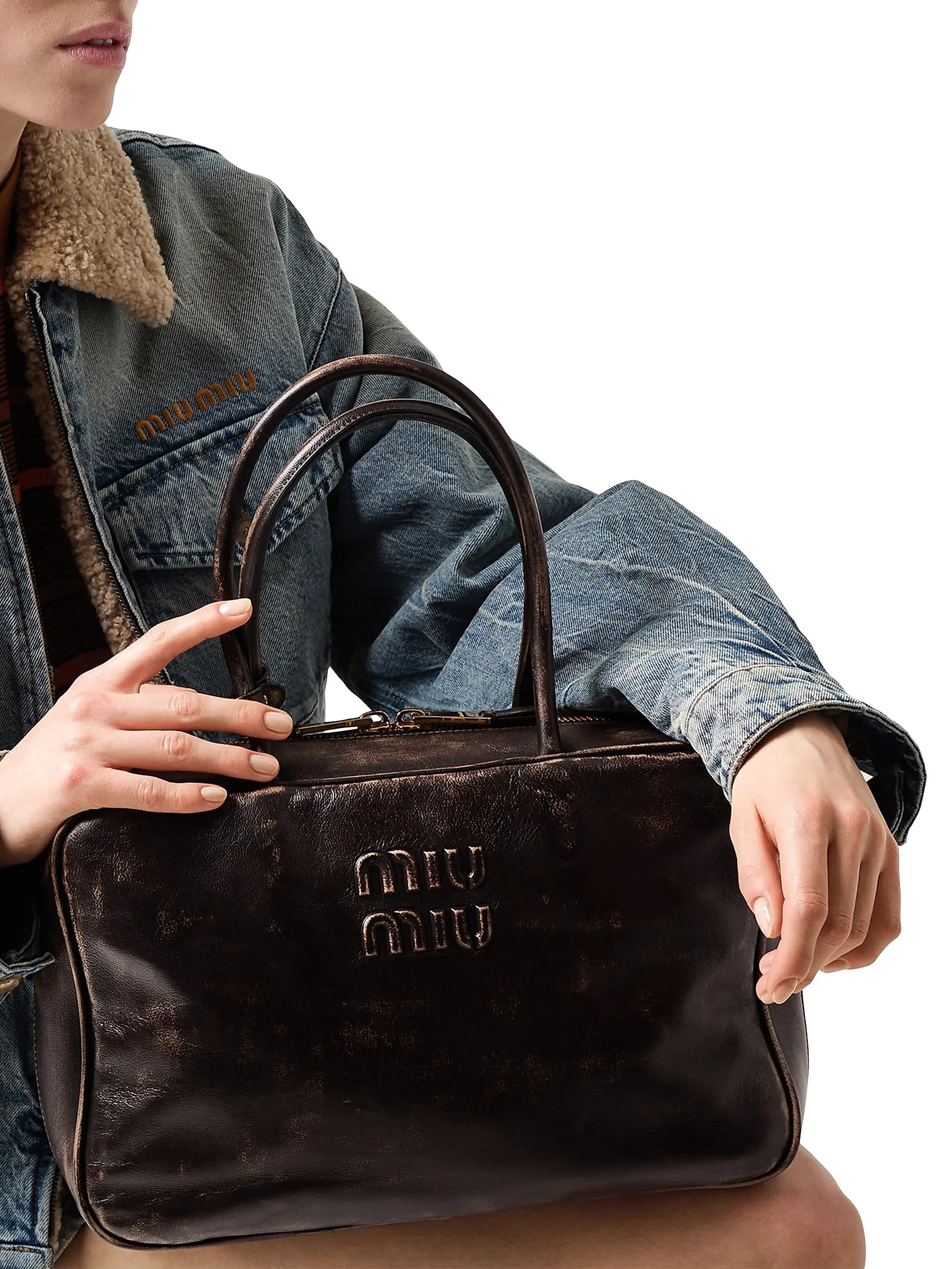 Miu Miu Beau Nappa Leather Top Handle Bag