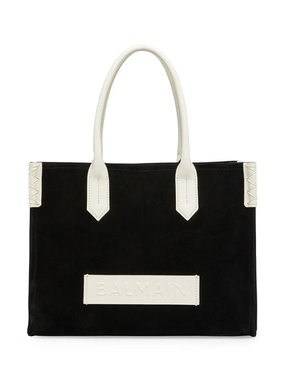 Balmain B-Army Logo Suede Tote Bag