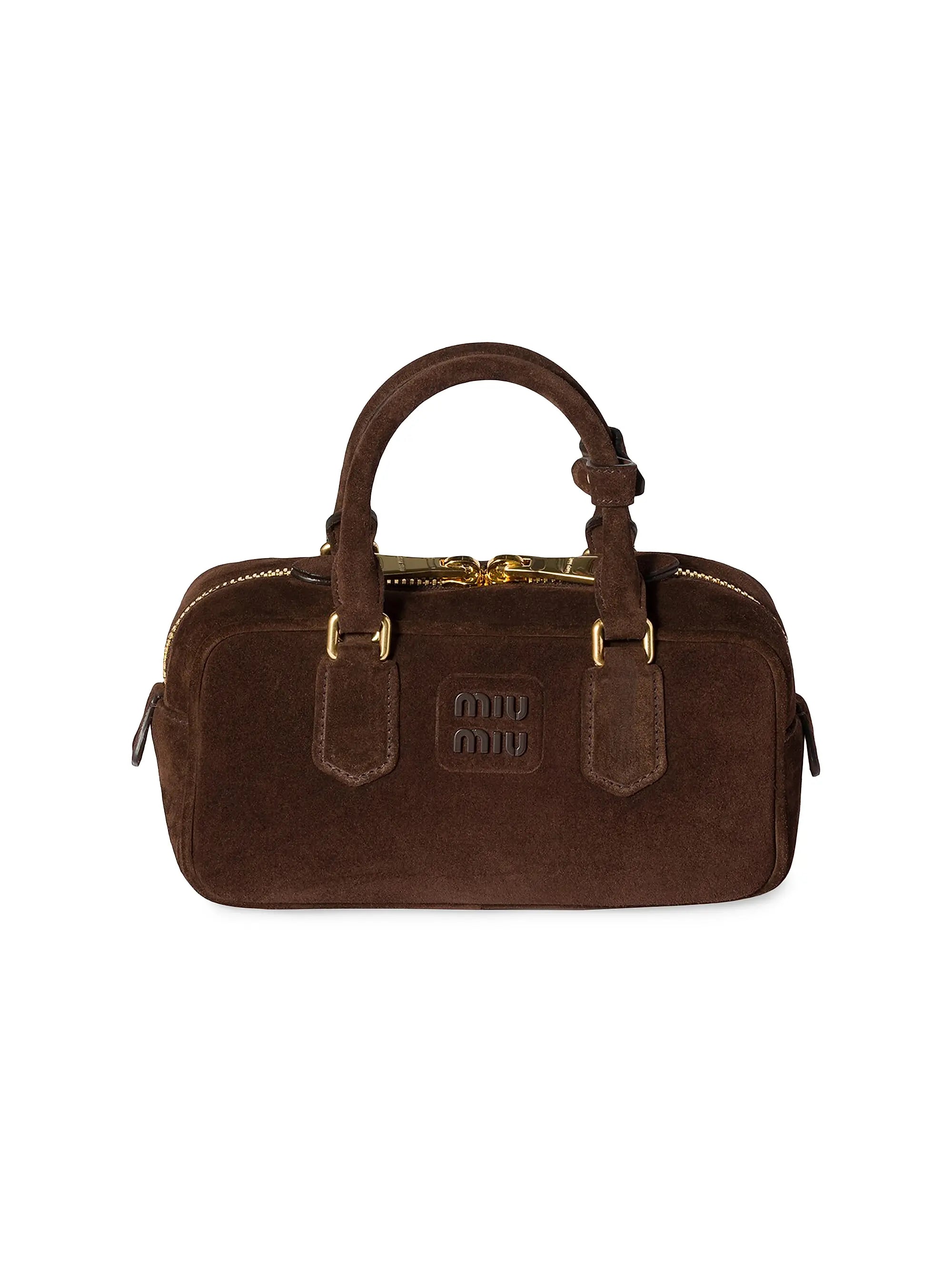 Miu Miu Arcadie Padded Suede Top-Handle Bag