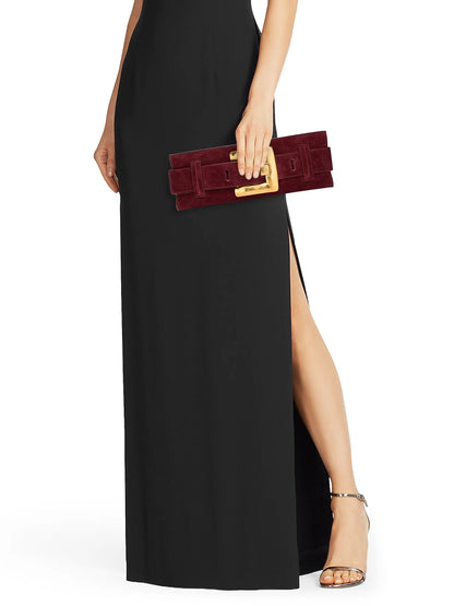 Balmain Mini Anthem Suede Clutch Bag
