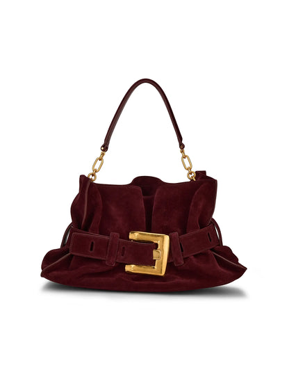 Balmain Medium Anthem Suede Shoulder Bag