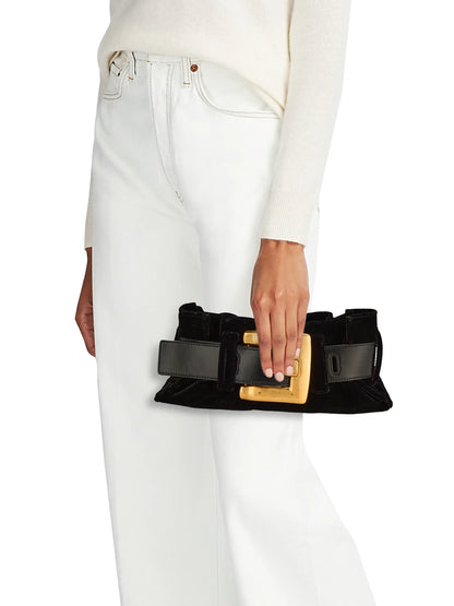 Balmain Mini Anthem Velvet Shoulder Bag