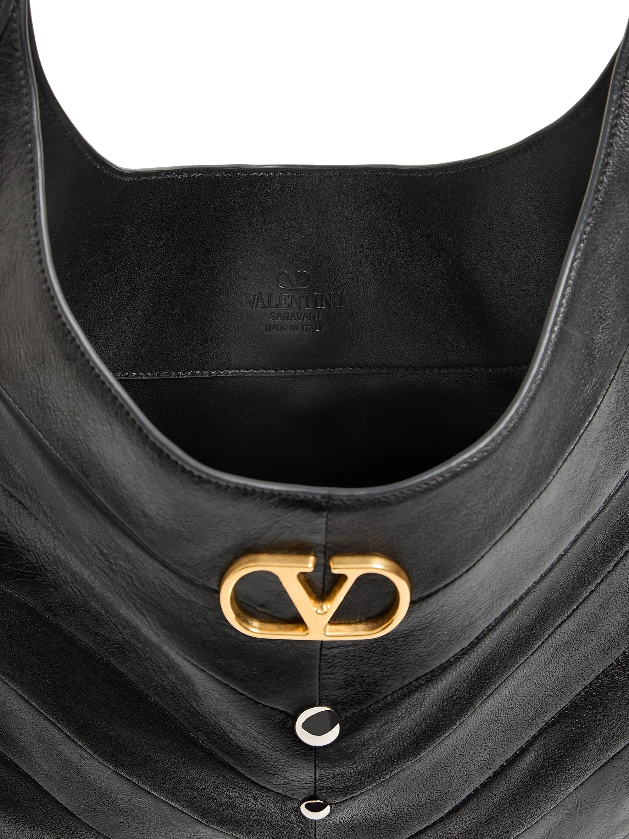 Valentino Garavani Hoboho Hobo Bag in Chevron Pattern Nappa Leather with Studs