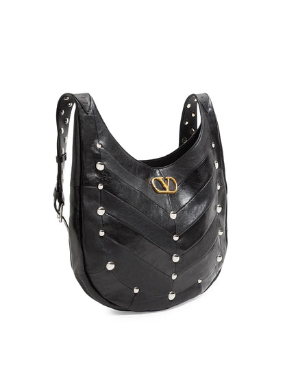 Valentino Garavani Hoboho Hobo Bag in Chevron Pattern Nappa Leather with Studs