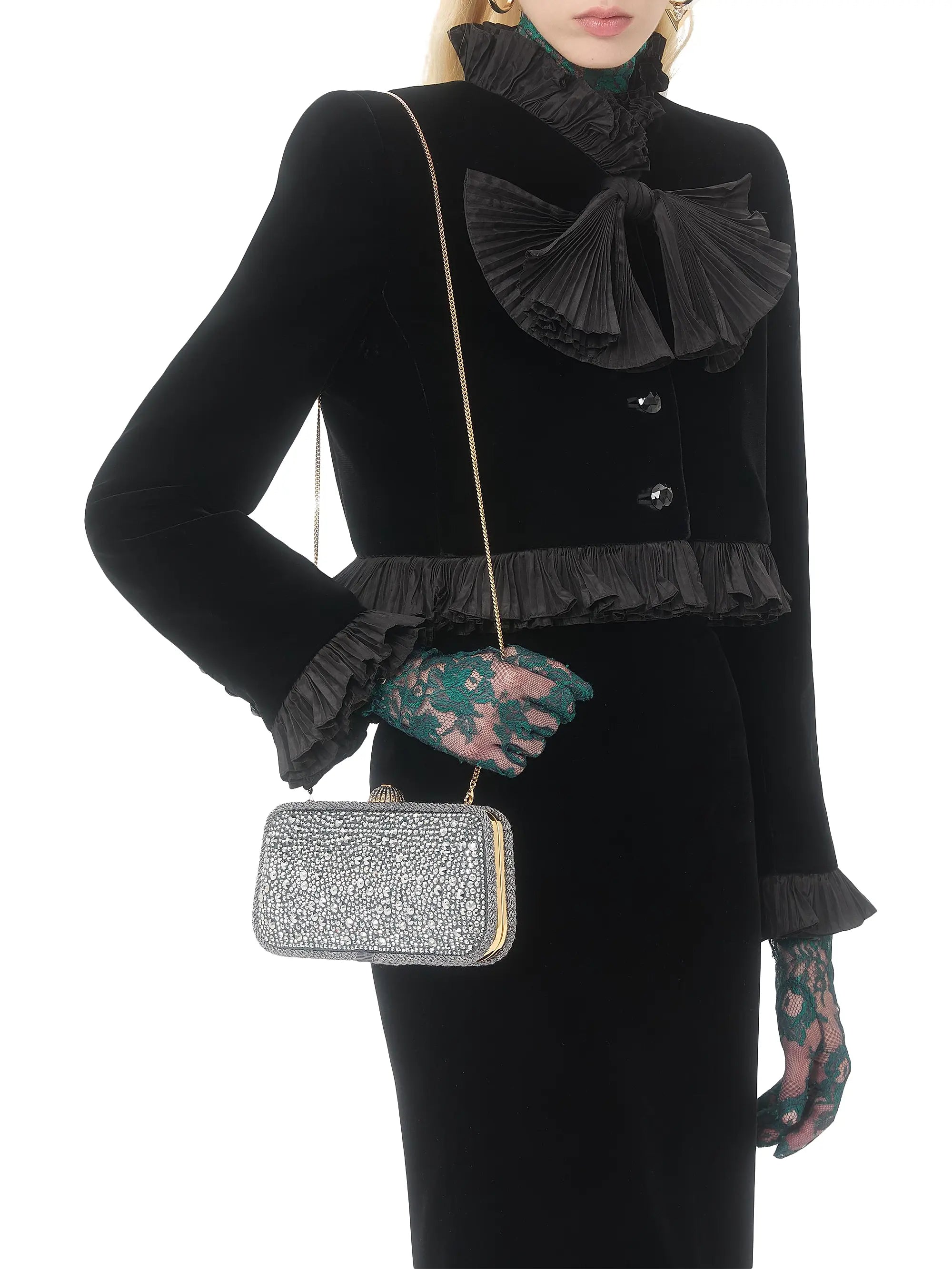 Valentino Garavani Carry Secrets Minaudiere Clutch with Rhinestones