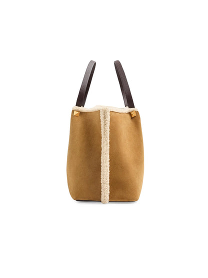 Valentino Garavani Medium Suede Shopping Bag with Sheepskin Lining
