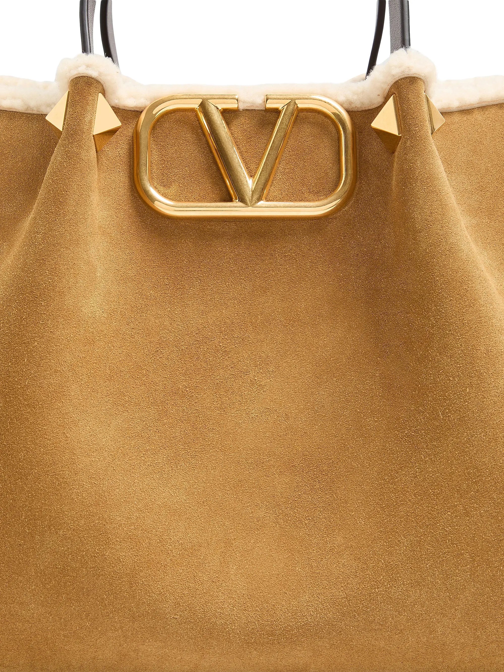 Valentino Garavani Medium Suede Shopping Bag with Sheepskin Lining