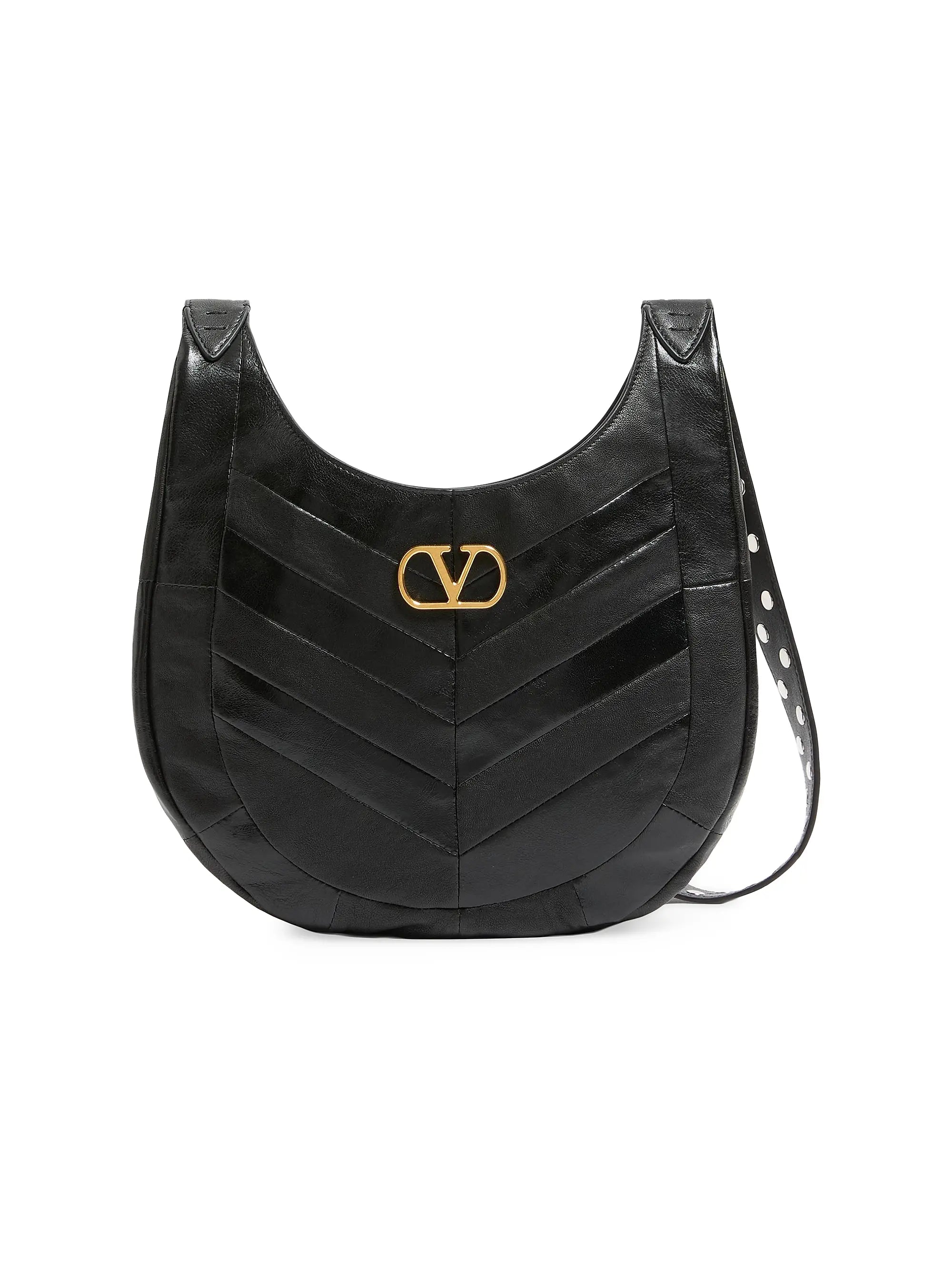 Valentino Garavani Hoboho Small Hobo Bag in Chevron-Patterned Nappa Leather