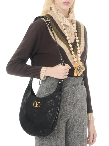 Valentino Garavani Hoboho Small Hobo Bag in Chevron-Patterned Nappa Leather