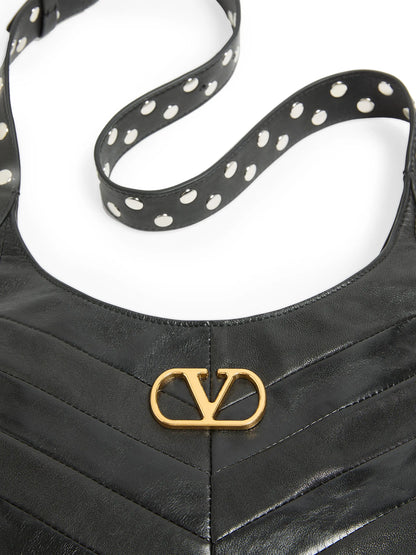 Valentino Garavani Hoboho Small Hobo Bag in Chevron-Patterned Nappa Leather