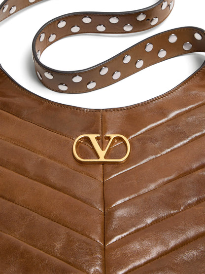 Valentino Garavani Hoboho Small Hobo Bag in Chevron-Patterned Nappa Leather
