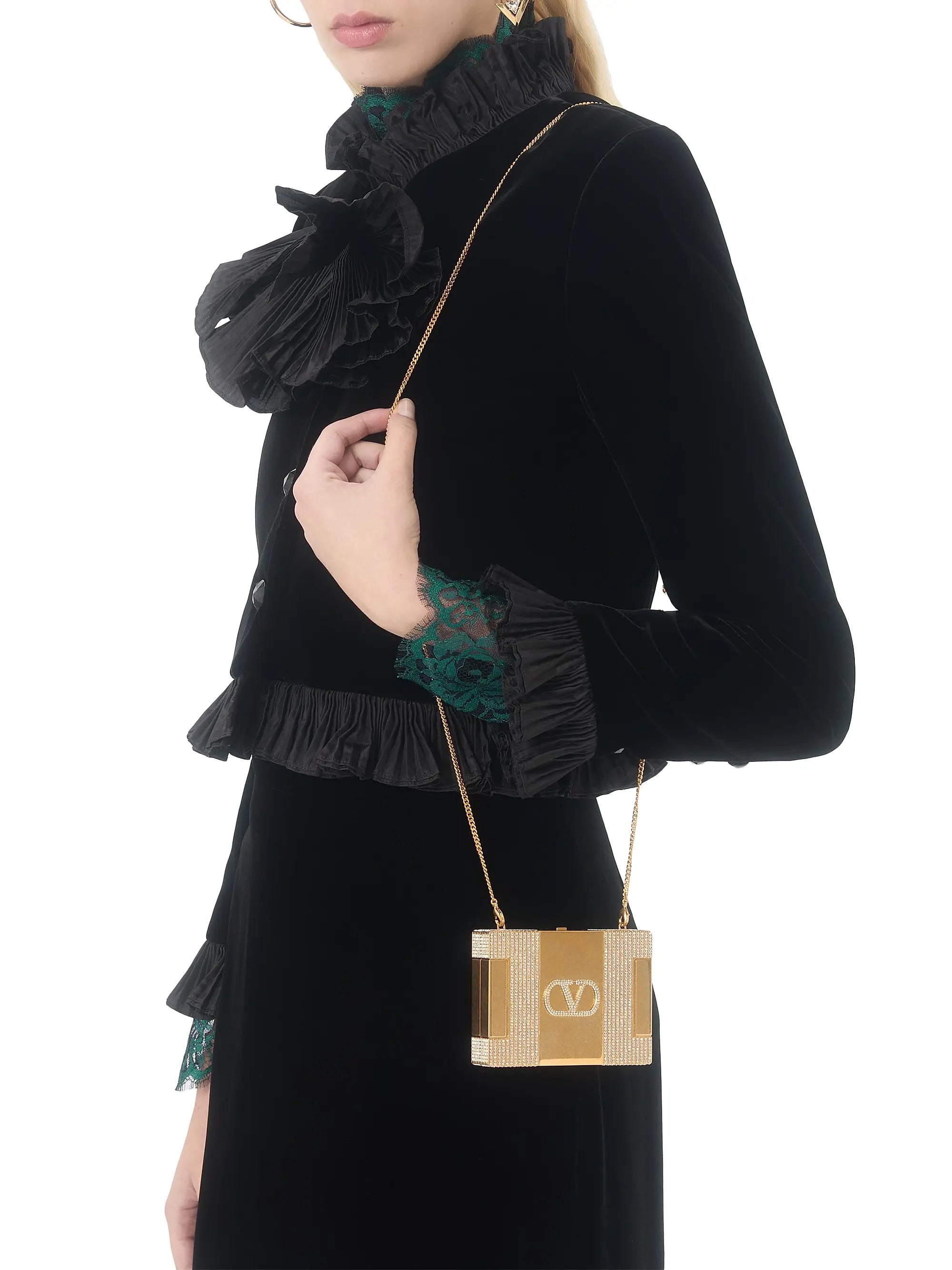 Valentino Garavani Minaumorphe Minaudière Clutch in Metal with Swarovski® Crystals