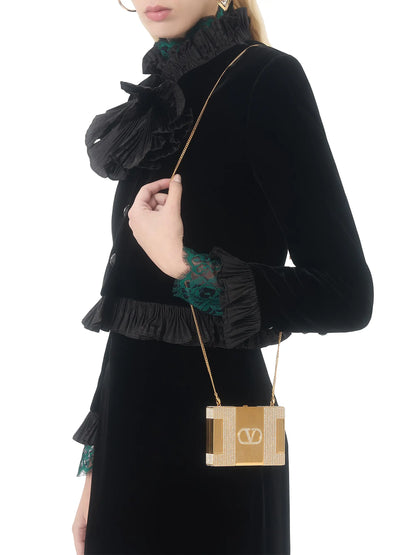 Valentino Garavani Minaumorphe Minaudière Clutch in Metal with Swarovski® Crystals