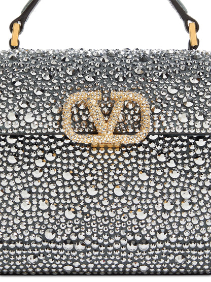 Valentino Garavani VSling Mini Top Handle Bag with Rhinestones and Jewel Logo