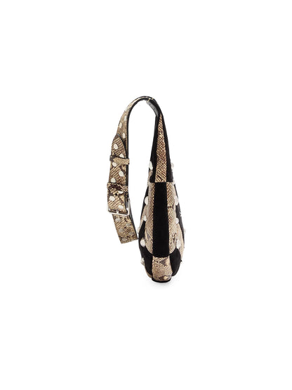 Valentino Garavani Hoboho Small Hobo Bag in Python and Chevron-Patterned Suede