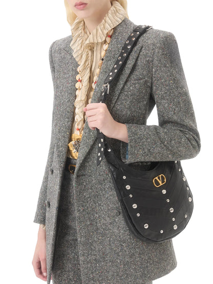 Valentino Garavani Hoboho Small Nappa Leather Hobo Bag with Chevron Pattern