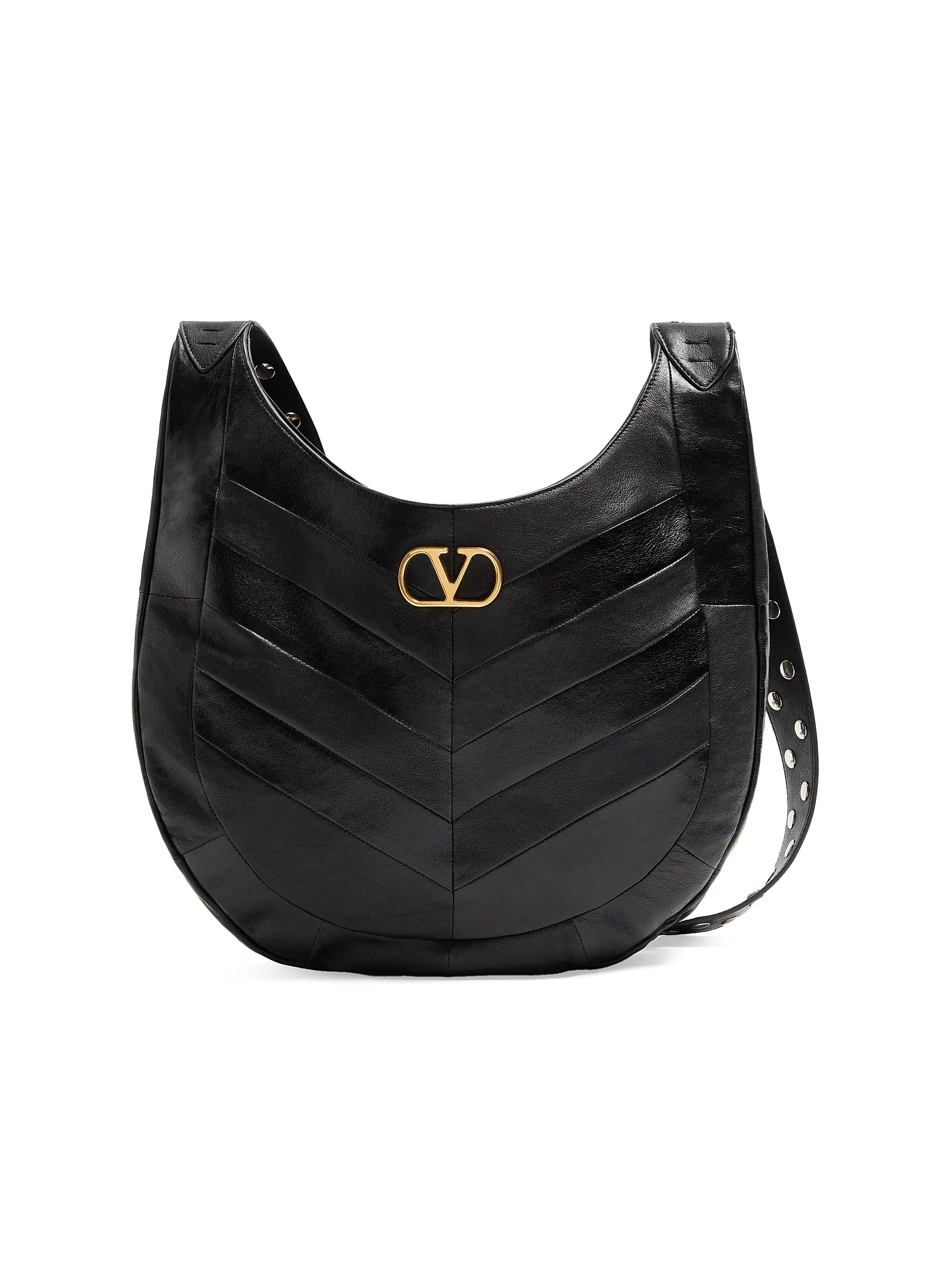 Valentino Garavani Hoboho Shoulder Bag in Nappa Leather with Chevron Pattern