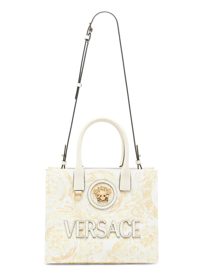 Versace Small Barocco-Print Logo Cotton Tote Bag