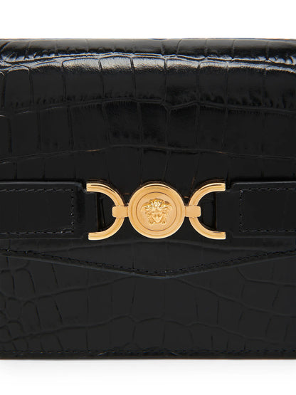 Versace Croc-Embossed Leather Wallet-On-Chain Shoulder Bag