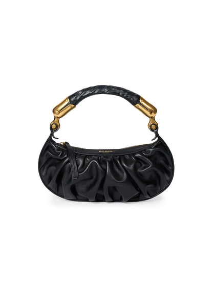 Balmain Mini Ebene Leather Top Handle Bag