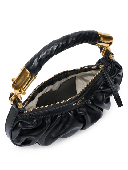 Balmain Mini Ebene Leather Top Handle Bag