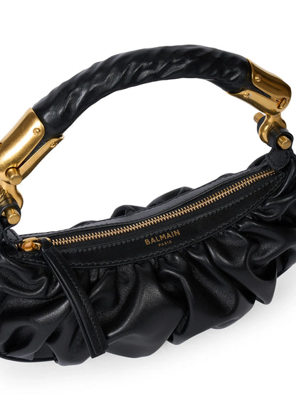 Balmain Mini Ebene Leather Top Handle Bag