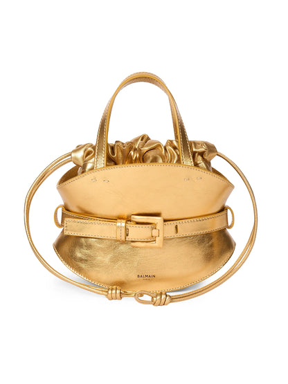 Balmain Mini Shuffle Metallic Leather Top Handle Bag