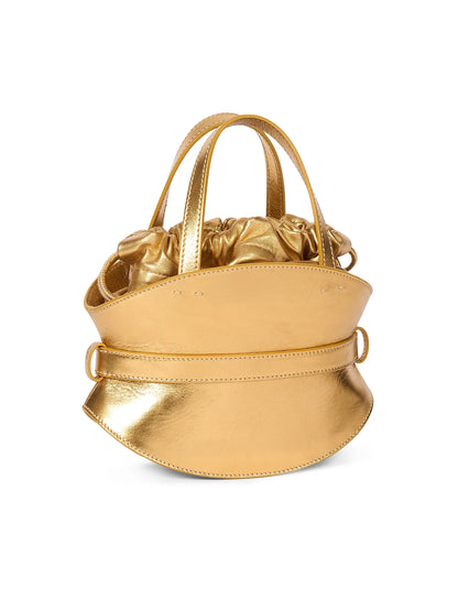 Balmain Mini Shuffle Metallic Leather Top Handle Bag