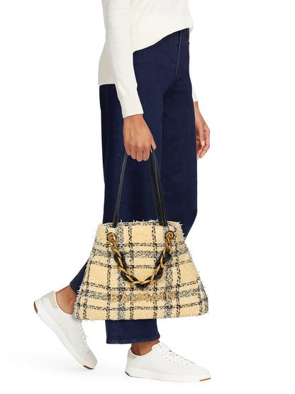 Balmain 1945 Soft Cabas Tweed Tote Bag
