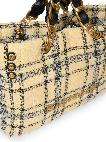 Balmain 1945 Soft Cabas Tweed Tote Bag