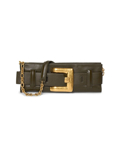 Balmain Anthem Leather Buckle Clutch