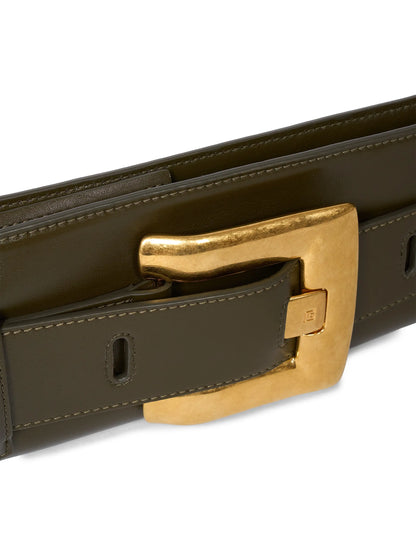Balmain Anthem Leather Buckle Clutch