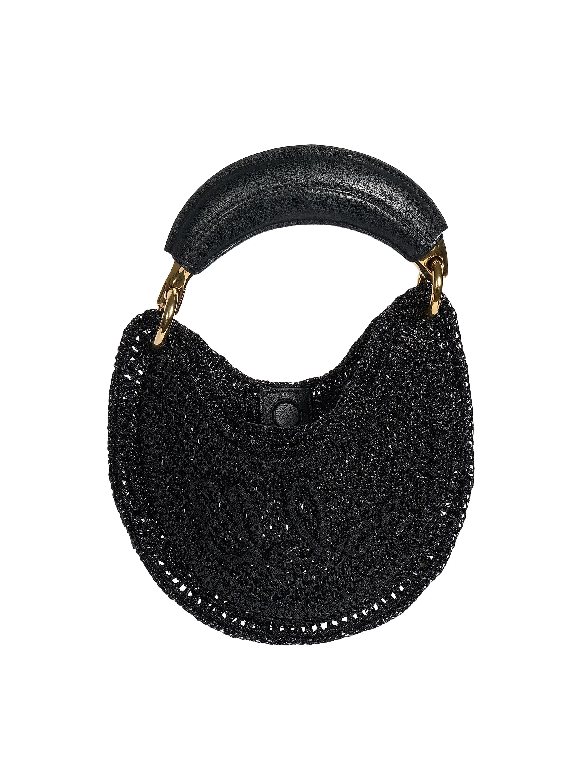 Chloé Mini Summer Banana Glitter Crochet Top Handle Bag