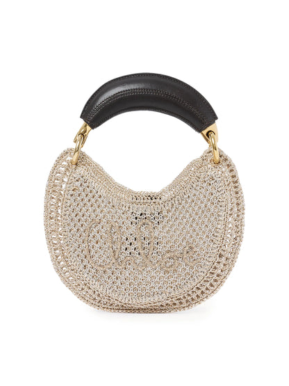 Chloé Mini Summer Banana Glitter Crochet Top Handle Bag