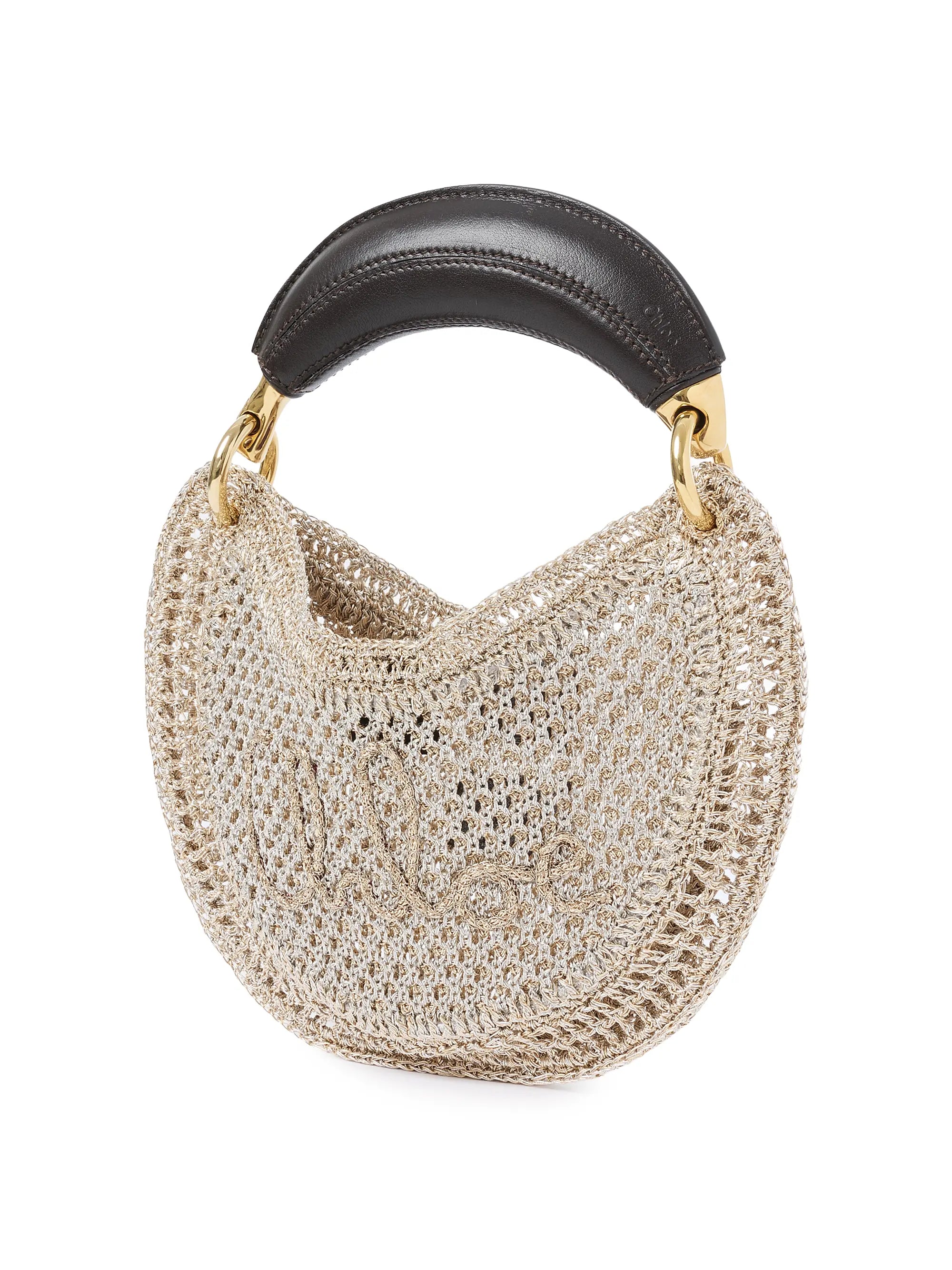 Chloé Mini Summer Banana Glitter Crochet Top Handle Bag
