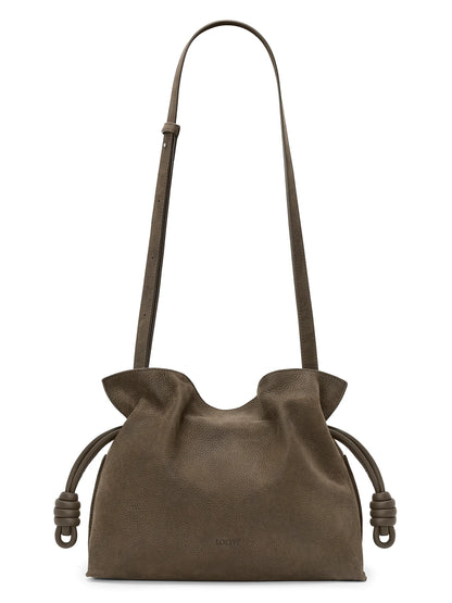 LOEWE Medium Flamenco Drawstring Grained Leather Clutch